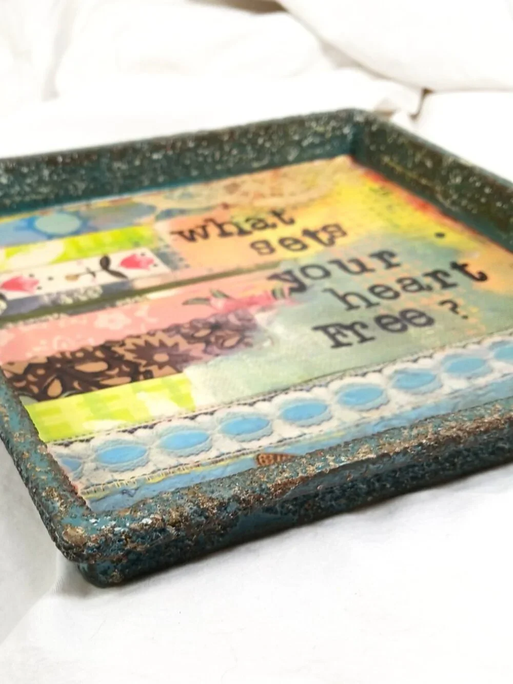 Kelly Rae Roberts DEMDACO What Sets...Free Decorative Tray Metal Square 12x12
